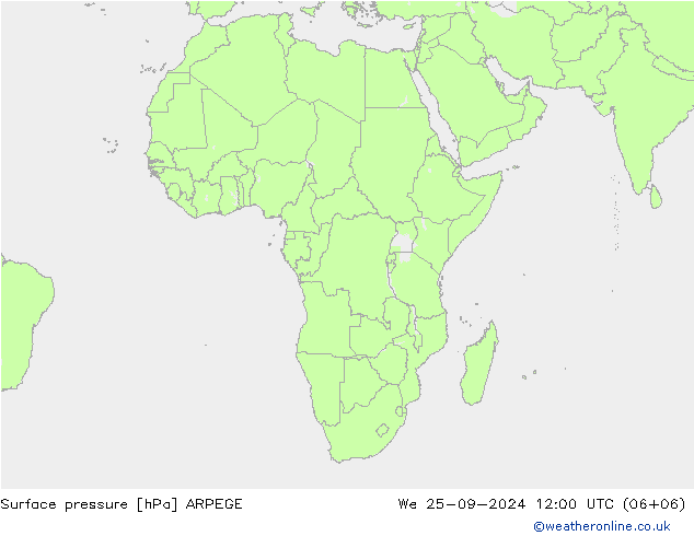 Presión superficial ARPEGE mié 25.09.2024 12 UTC