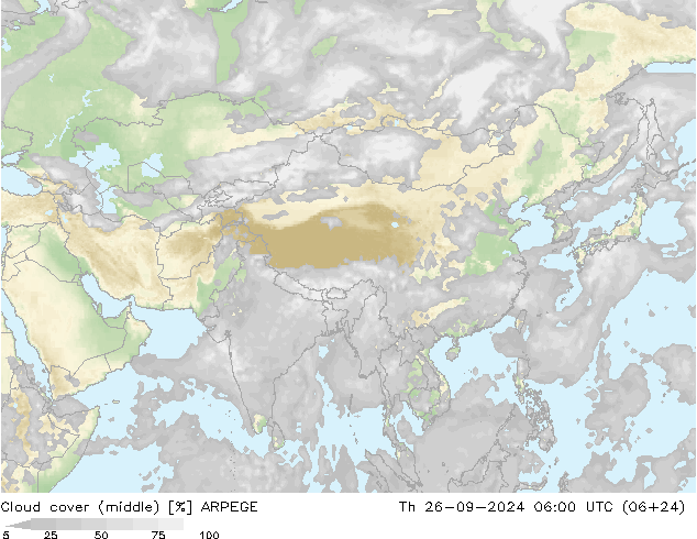 nuvens (médio) ARPEGE Qui 26.09.2024 06 UTC