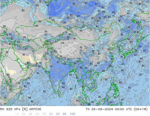 RH 925 hPa ARPEGE Th 26.09.2024 00 UTC