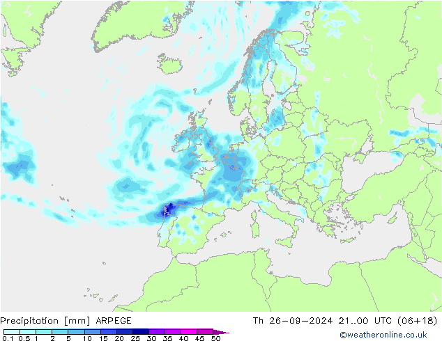 Precipitation ARPEGE Th 26.09.2024 00 UTC