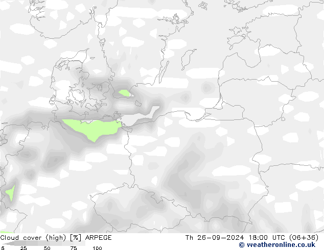 zachmurzenie (wysokie) ARPEGE czw. 26.09.2024 18 UTC