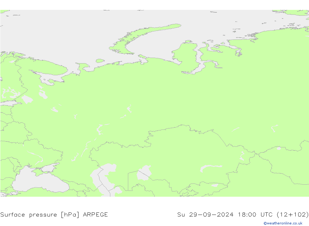 Atmosférický tlak ARPEGE Ne 29.09.2024 18 UTC