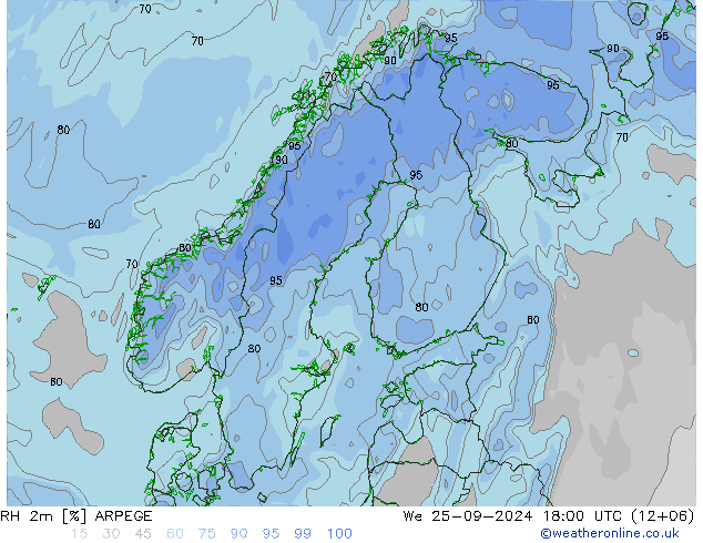 2m Nispi Nem ARPEGE Çar 25.09.2024 18 UTC