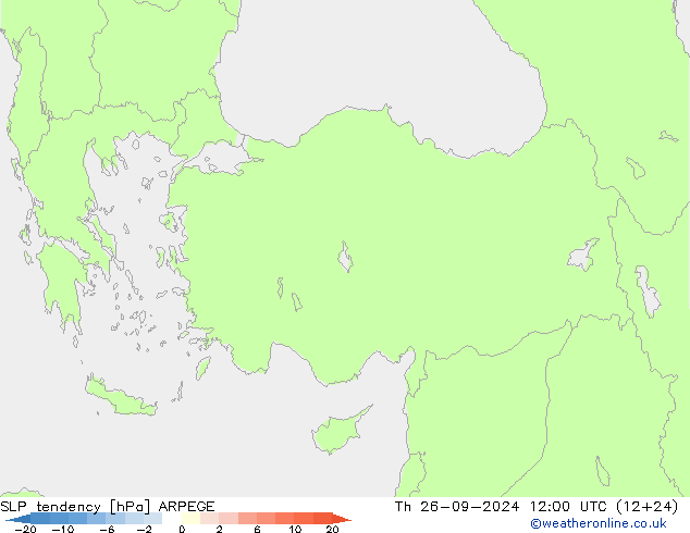 SLP tendency ARPEGE Th 26.09.2024 12 UTC