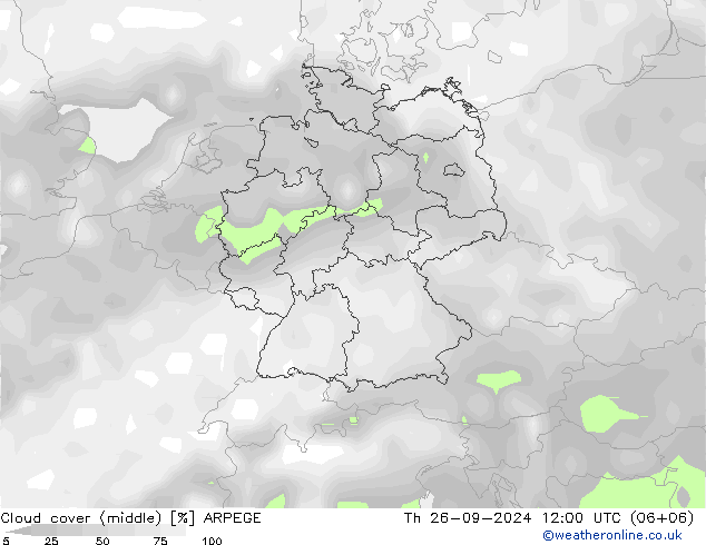 Wolken (mittel) ARPEGE Do 26.09.2024 12 UTC