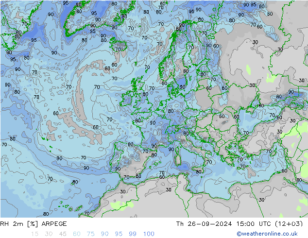 RH 2m ARPEGE Do 26.09.2024 15 UTC