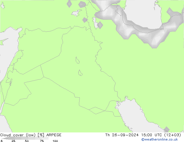 Nuages (bas) ARPEGE jeu 26.09.2024 15 UTC