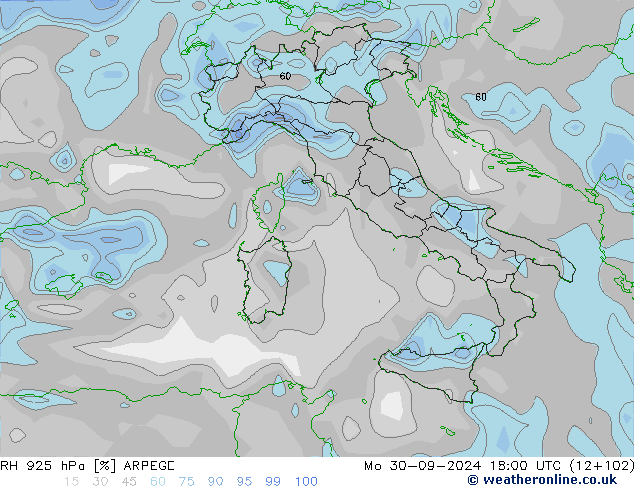 RV 925 hPa ARPEGE ma 30.09.2024 18 UTC