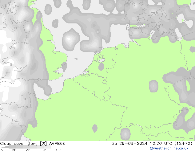 nuvens (baixo) ARPEGE Dom 29.09.2024 12 UTC