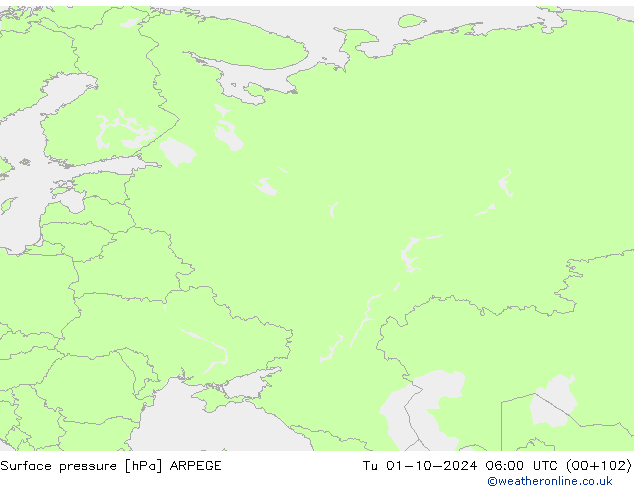 Surface pressure ARPEGE Tu 01.10.2024 06 UTC