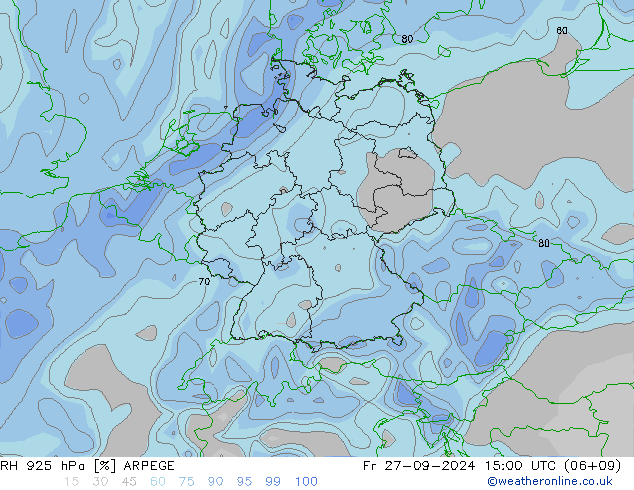 RV 925 hPa ARPEGE vr 27.09.2024 15 UTC