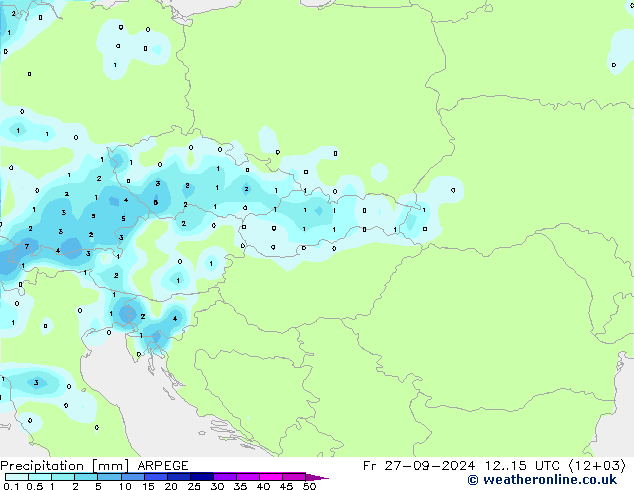 Neerslag ARPEGE vr 27.09.2024 15 UTC