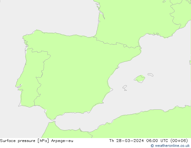 Presión superficial Arpege-eu jue 28.03.2024 06 UTC