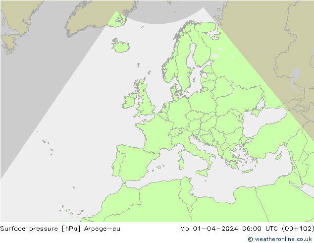 Yer basıncı Arpege-eu Pzt 01.04.2024 06 UTC