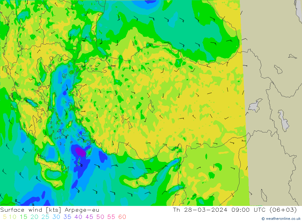 Rüzgar 10 m Arpege-eu Per 28.03.2024 09 UTC