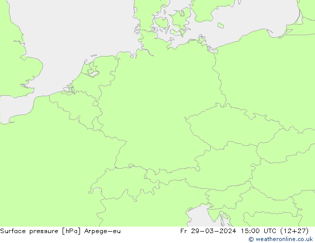 Atmosférický tlak Arpege-eu Pá 29.03.2024 15 UTC