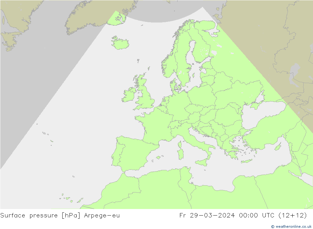 Surface pressure Arpege-eu Fr 29.03.2024 00 UTC