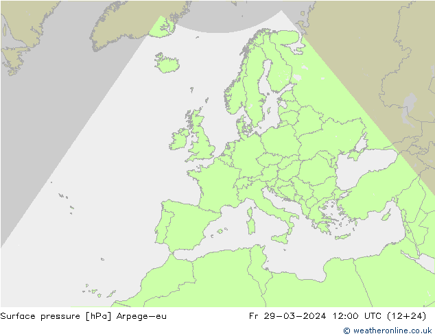 Pressione al suolo Arpege-eu ven 29.03.2024 12 UTC