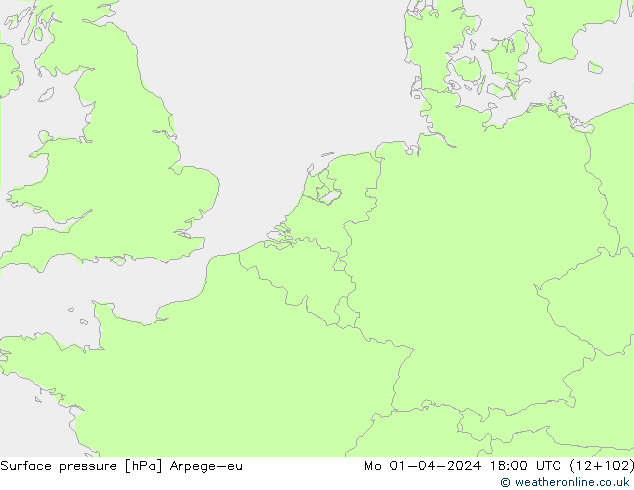 приземное давление Arpege-eu пн 01.04.2024 18 UTC