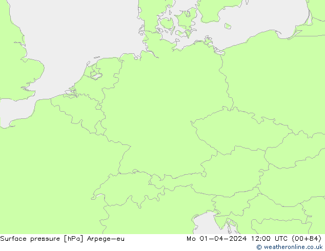 Surface pressure Arpege-eu Mo 01.04.2024 12 UTC