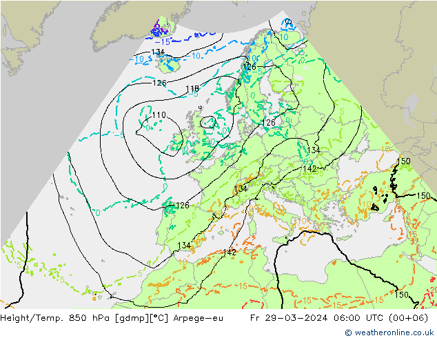 Height/Temp. 850 hPa Arpege-eu  29.03.2024 06 UTC