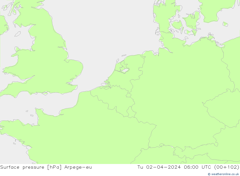 Pressione al suolo Arpege-eu mar 02.04.2024 06 UTC
