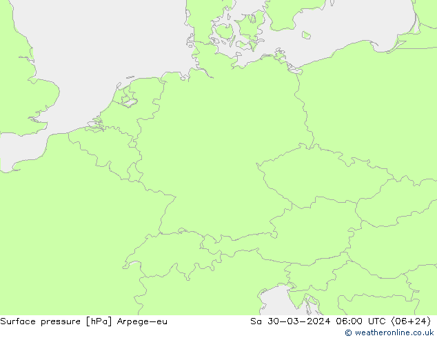 Pressione al suolo Arpege-eu sab 30.03.2024 06 UTC