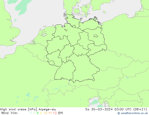yüksek rüzgarlı alanlar Arpege-eu Cts 30.03.2024 03 UTC