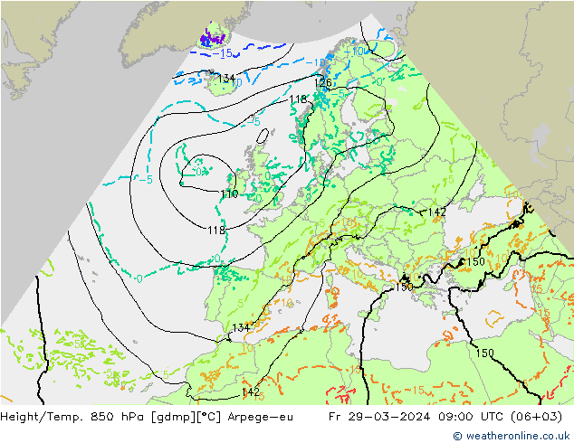Height/Temp. 850 hPa Arpege-eu Fr 29.03.2024 09 UTC