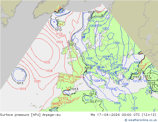 Atmosférický tlak Arpege-eu St 17.04.2024 00 UTC