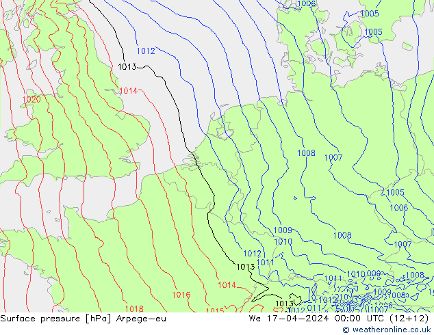 Surface pressure Arpege-eu We 17.04.2024 00 UTC