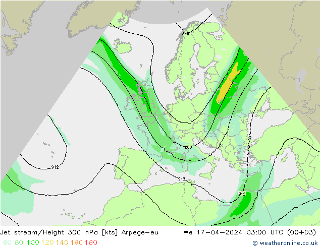 Courant-jet Arpege-eu mer 17.04.2024 03 UTC