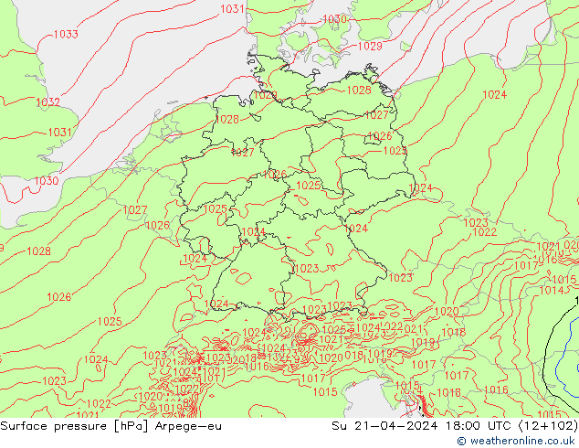 pression de l'air Arpege-eu dim 21.04.2024 18 UTC
