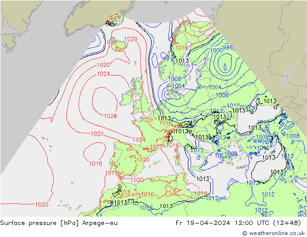 pression de l'air Arpege-eu ven 19.04.2024 12 UTC