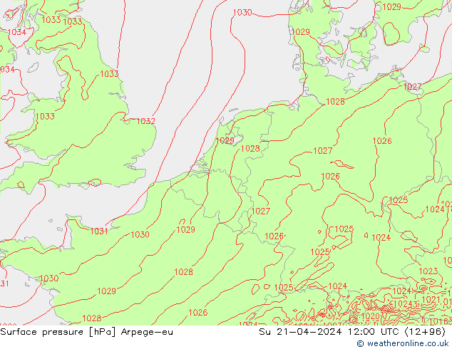 pressão do solo Arpege-eu Dom 21.04.2024 12 UTC