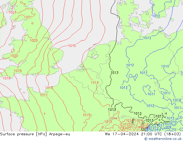 приземное давление Arpege-eu ср 17.04.2024 21 UTC