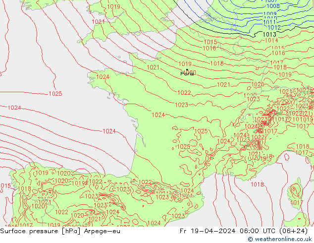 pression de l'air Arpege-eu ven 19.04.2024 06 UTC