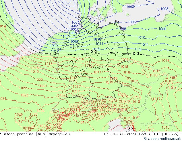 Surface pressure Arpege-eu Fr 19.04.2024 03 UTC