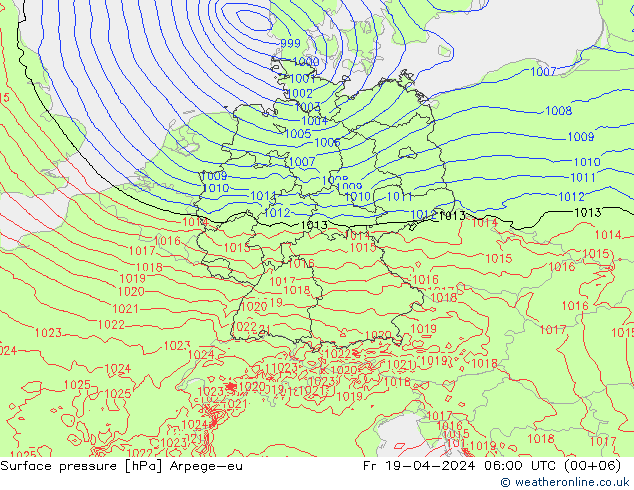 Surface pressure Arpege-eu Fr 19.04.2024 06 UTC