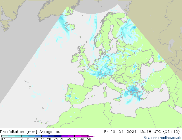 Precipitación Arpege-eu vie 19.04.2024 18 UTC