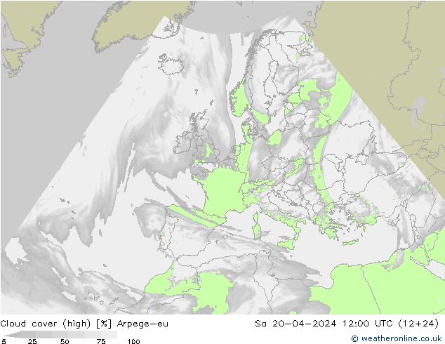Wolken (hohe) Arpege-eu Sa 20.04.2024 12 UTC