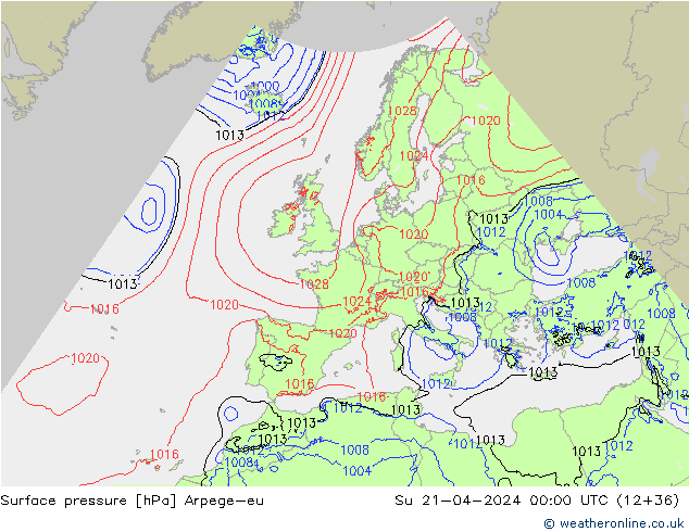 Yer basıncı Arpege-eu Paz 21.04.2024 00 UTC