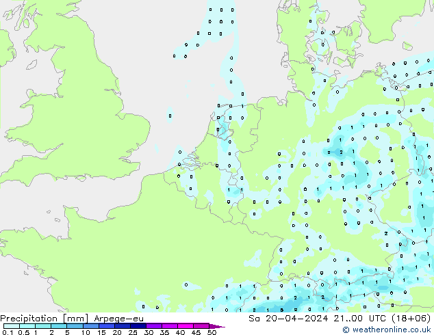 Precipitation Arpege-eu Sa 20.04.2024 00 UTC