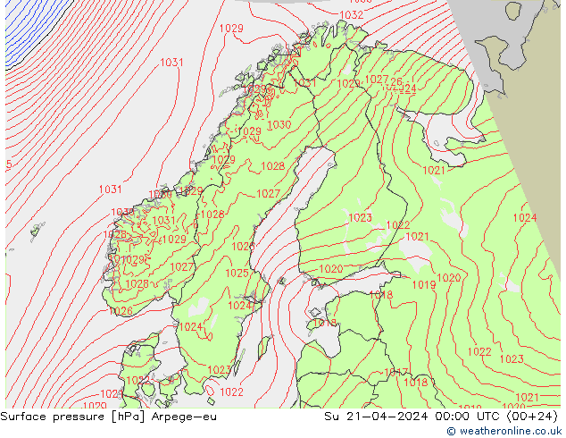 pression de l'air Arpege-eu dim 21.04.2024 00 UTC