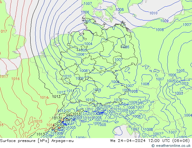 Bodendruck Arpege-eu Mi 24.04.2024 12 UTC