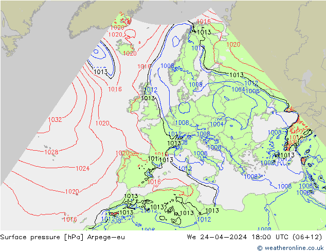 Atmosférický tlak Arpege-eu St 24.04.2024 18 UTC
