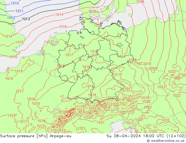 Surface pressure Arpege-eu Su 28.04.2024 18 UTC