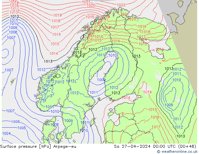 Luchtdruk (Grond) Arpege-eu za 27.04.2024 00 UTC