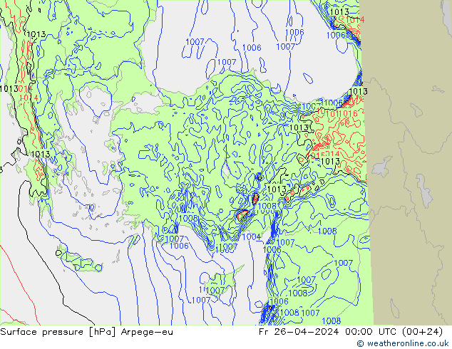 Yer basıncı Arpege-eu Cu 26.04.2024 00 UTC