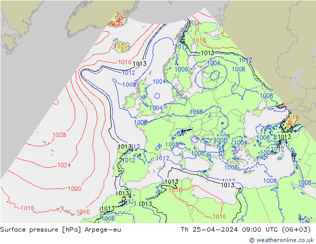Luchtdruk (Grond) Arpege-eu do 25.04.2024 09 UTC